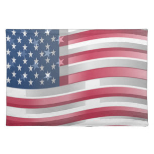 Enriched USA Flag: Wavy Layered Design Artistic Pa Placemat