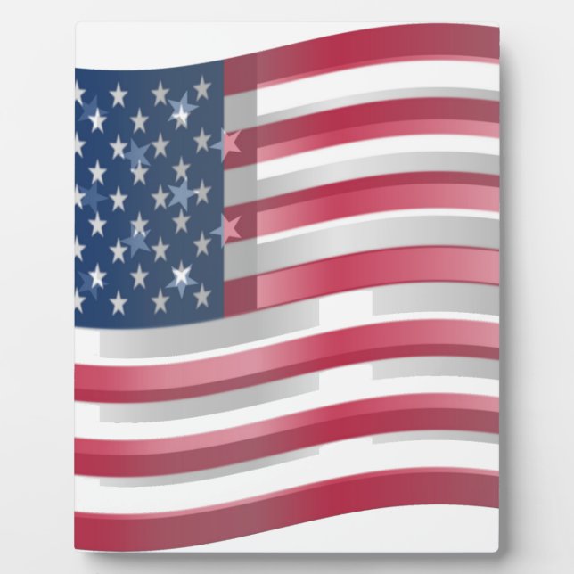 Enriched USA Flag: Wavy Layered Design Artistic Pa Plaque (Front)