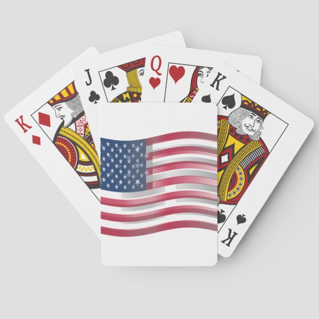Enriched USA Flag: Wavy Layered Design Artistic Pa Poker Cards (Back)