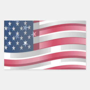 Enriched USA Flag: Wavy Layered Design Artistic Pa Rectangular Sticker
