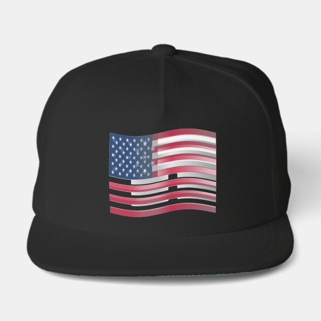 Enriched USA Flag: Wavy Layered Design Artistic Pa Snap Back Hat (Front)