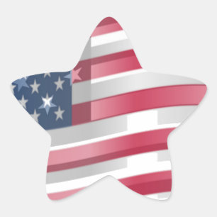 Enriched USA Flag: Wavy Layered Design Artistic Pa Star Sticker