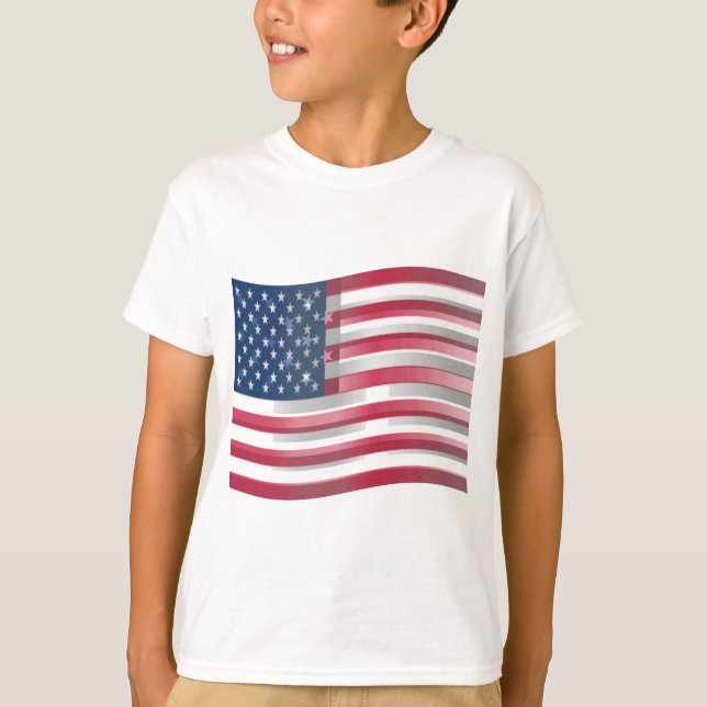 Enriched USA Flag: Wavy Layered Design Artistic Pa T-Shirt (Front)