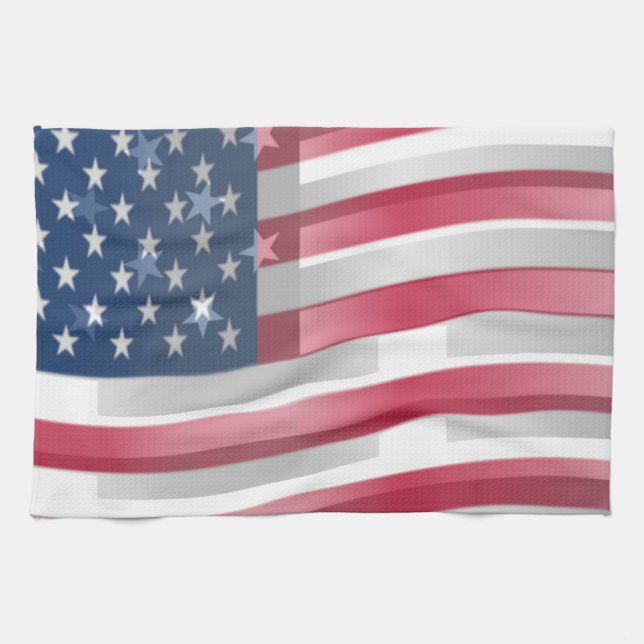 Enriched USA Flag: Wavy Layered Design Artistic Pa Towel (Horizontal)