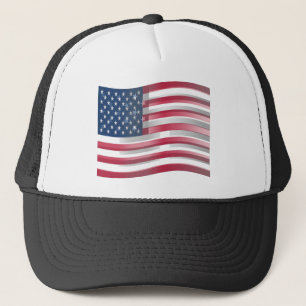 Enriched USA Flag: Wavy Layered Design Artistic Pa Trucker Hat
