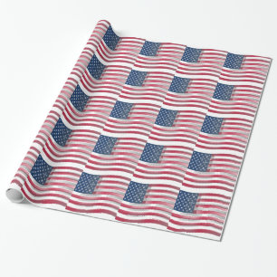 Enriched USA Flag: Wavy Layered Design Artistic Pa Wrapping Paper