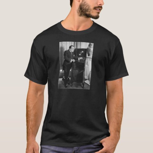 Enrico Caruso with a Victrola Brand Phonograph T_Shirt