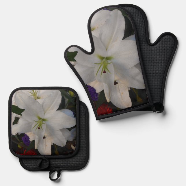 Enrilda Oven Mitt & Pot Holder Set (Front/Back)