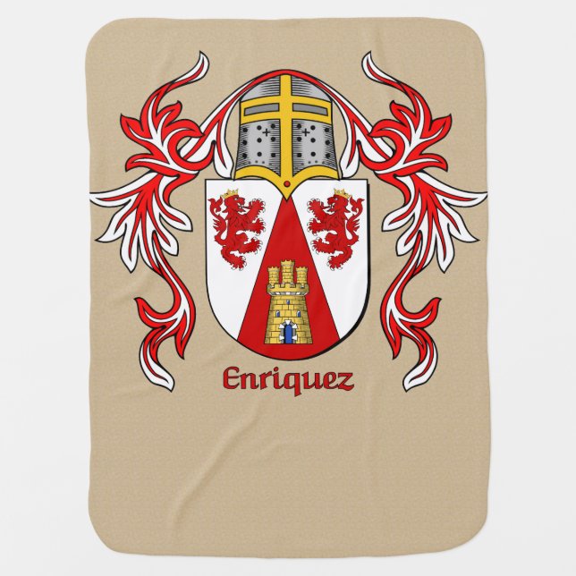 Enriquez Heraldic Shield and Mantling Swaddle Blanket (Front)