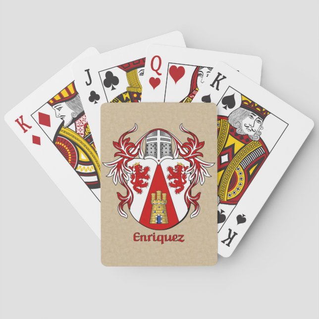 Enriquez Heraldic Shield with Mantling Poker Cards (Back)