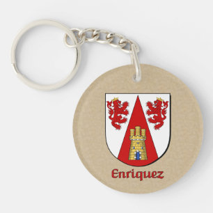 Enriquez Historical Shield with Flag of Spain Keychain