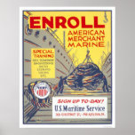 Enroll American Merchant Marine - Wpa Poster at Zazzle