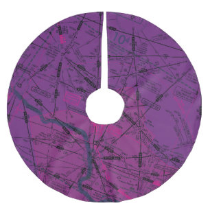 Enroute Low Altitude Aviation Chart Brushed Polyester Tree Skirt