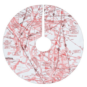 Enroute Low Altitude Chart Brushed Polyester Tree Skirt