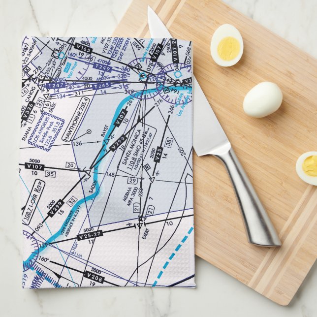 Enroute Low Altitude Chart Kitchen Towel (Quarter Fold)