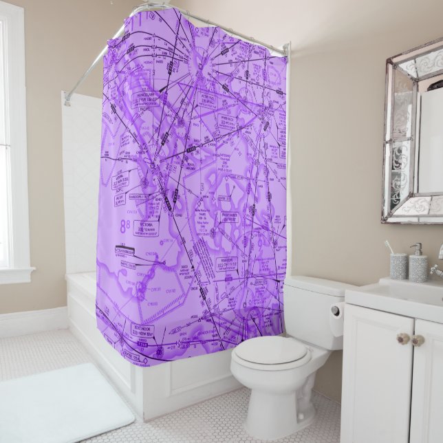 Enroute Low Altitude (ELUS1) Chart - purple Shower Curtain (In Situ)