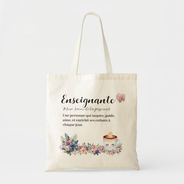 Enseignante cusomizable french tote bag (Front)