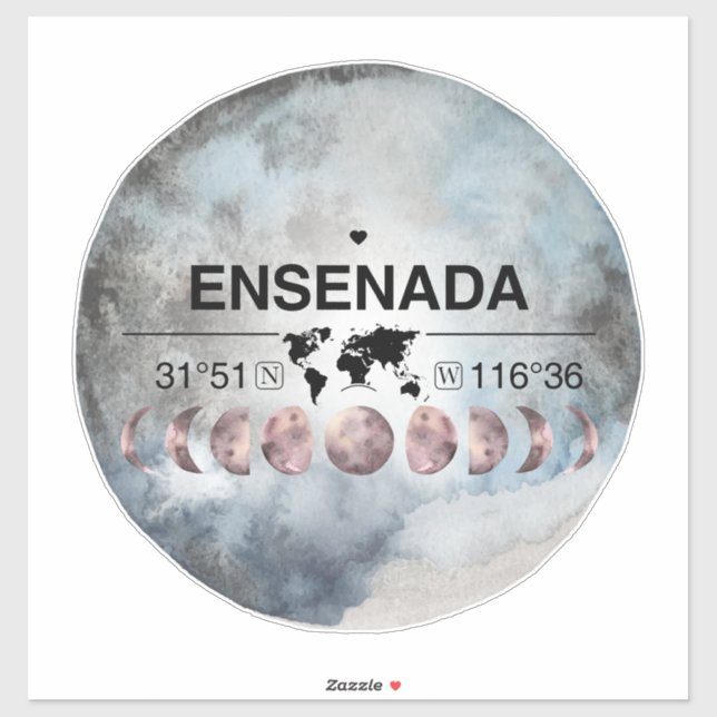 Ensenada, Mexico, Baja California, Watercolor Desi Sticker (Sheet)