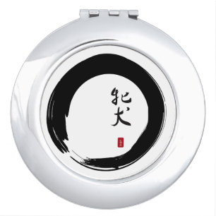 Enso Circle and Bitch Calligraphy Makeup Mirror