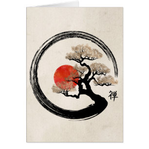 Enso Circle and Bonsai Tree on Canvas Cards
