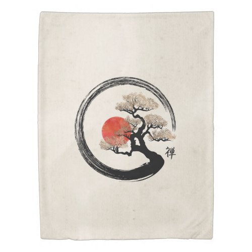 Enso Circle and Bonsai Tree on Canvas Duvet Cover