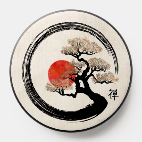 Enso Circle and Bonsai Tree on Canvas PopSocket
