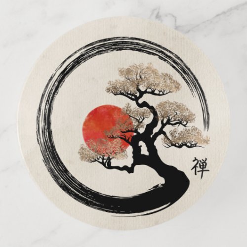 Enso Circle and Bonsai Tree on Canvas Trinket Tray