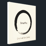 Enso Circle Canvas Print<br><div class="desc">Perfect canvas art for your massage studio. A simple enso open circle (the symbol of zen), with the word "Breathe". Add your name to personalize.</div>