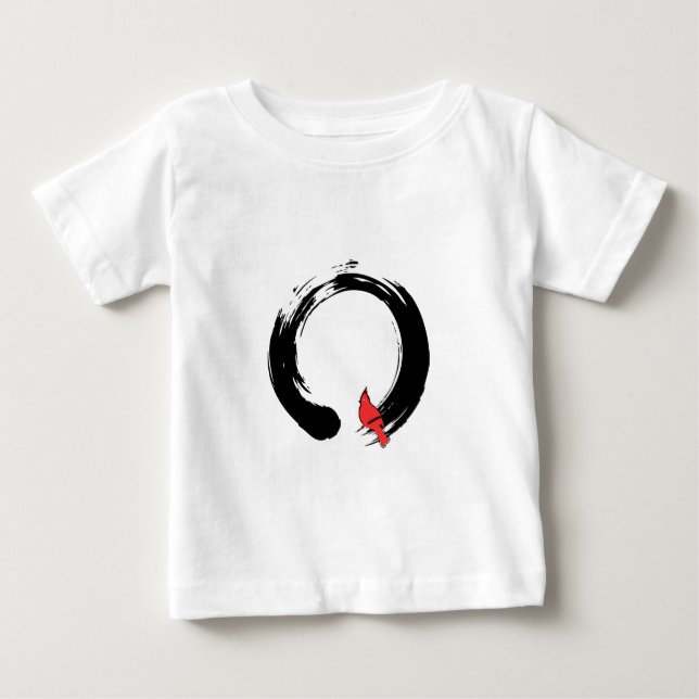 Enso Circle with Red Cardinal Baby T-Shirt (Front)