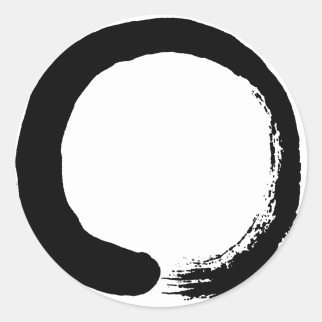 Enso Circle Zen Calligraphy Classic Round Sticker (Front)