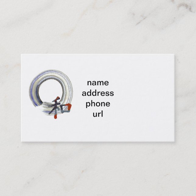 Enso, Harmony with Kanji cut from Orgami paper Business Card (Front)