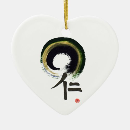 Enso _ Kanji for benevolence Ceramic Ornament