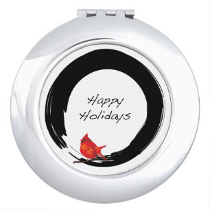 Enso with Christmas Cardinal Mirror For Makeup