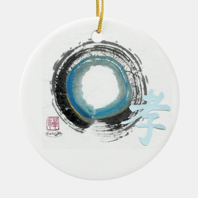 Enso with Kanji character for Piety Ceramic Ornament (Front)
