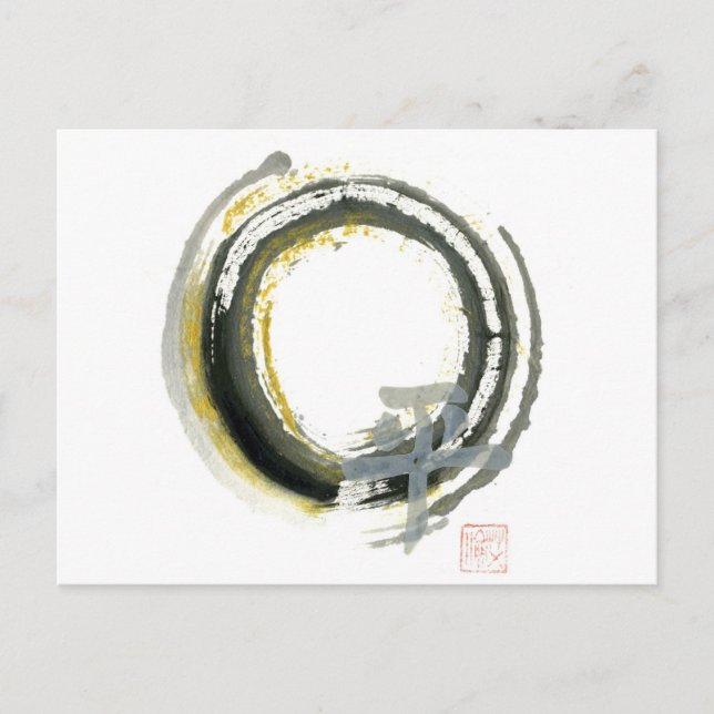 Enso with PAX, Sumi-e Postcard (Front)