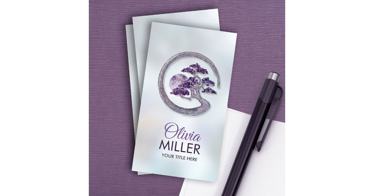 Enso Zen Circle Amethyst Bonsai Tree Business Card Zazzle