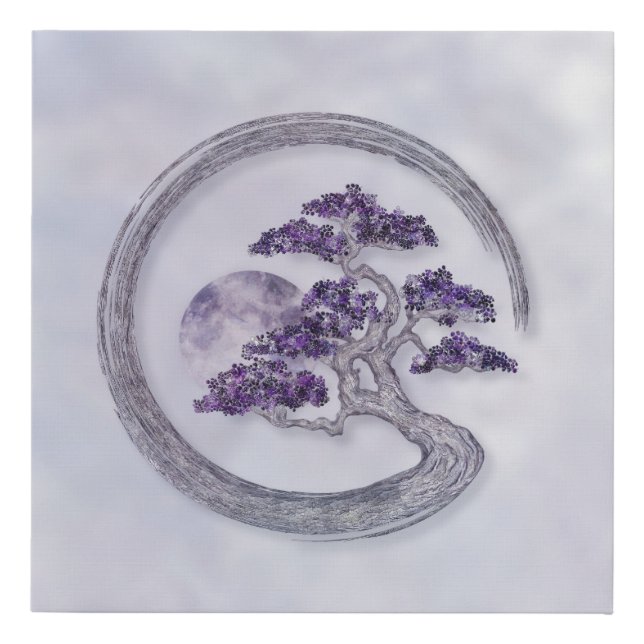 Enso Zen Circle Amethyst Bonsai Tree  Faux Canvas Print (Front)