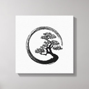 Enso Zen Circle and Bonsai Tree Canvas Print