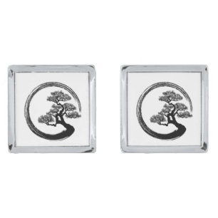 Enso Zen Circle and Bonsai Tree Cufflinks