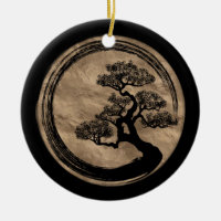 Enso Zen Circle and Bonsai Tree Gold