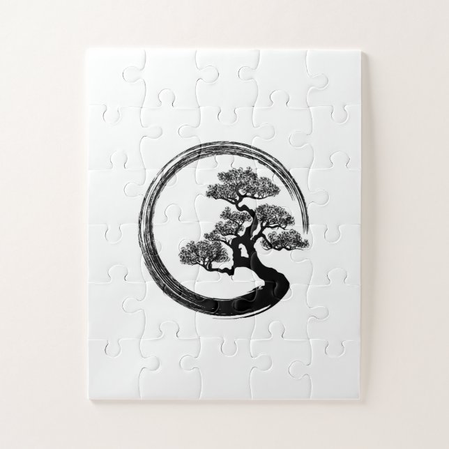 Enso Zen Circle and Bonsai Tree Jigsaw Puzzle (Vertical)