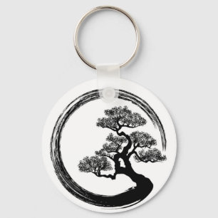 Enso Zen Circle and Bonsai Tree Keychain