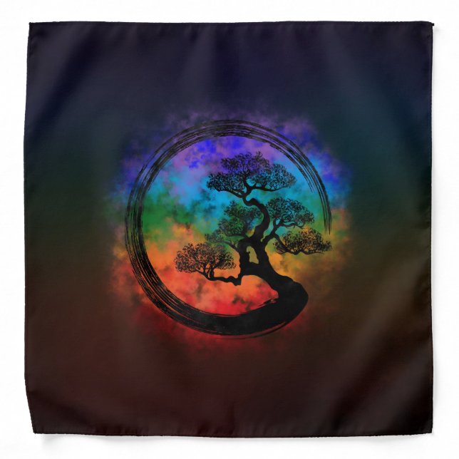 Enso Zen Circle and Bonsai Tree Nebula Bandana (Front)