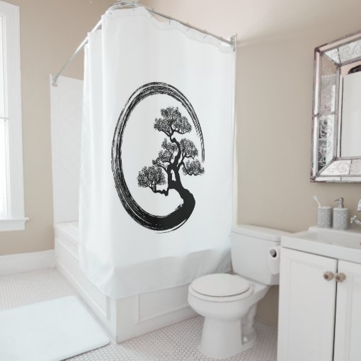 Enso Zen Circle and Bonsai Tree Shower Curtain Zazzle