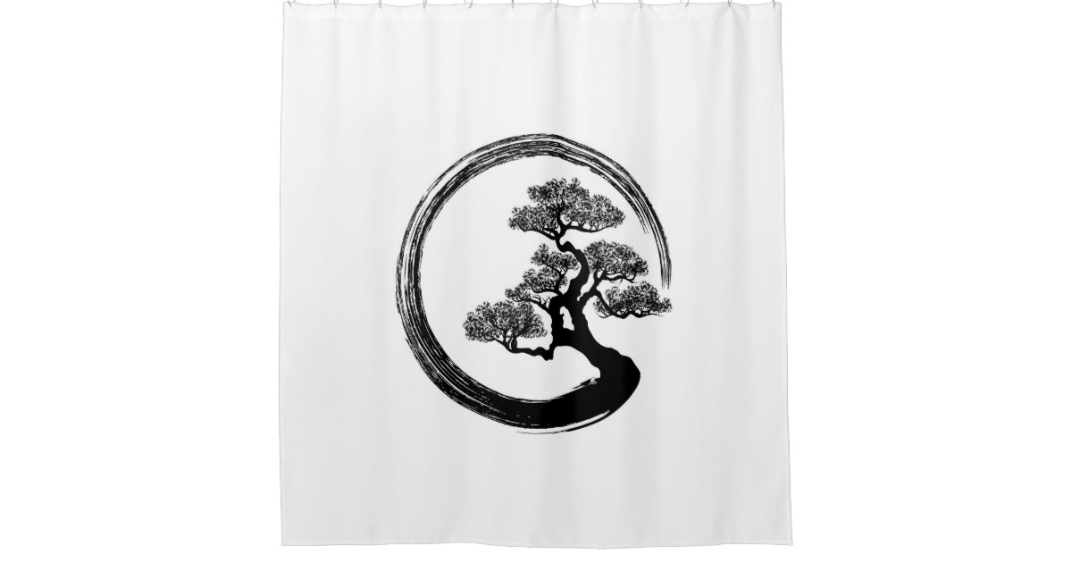 Enso Zen Circle and Bonsai Tree Shower Curtain Zazzle