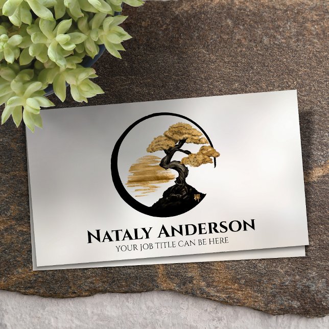 Enso Zen Circle Bonsai - Golden Sunrise Business Card (Creator Uploaded)