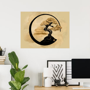Enso Zen Circle Bonsai - Golden Sunrise Poster