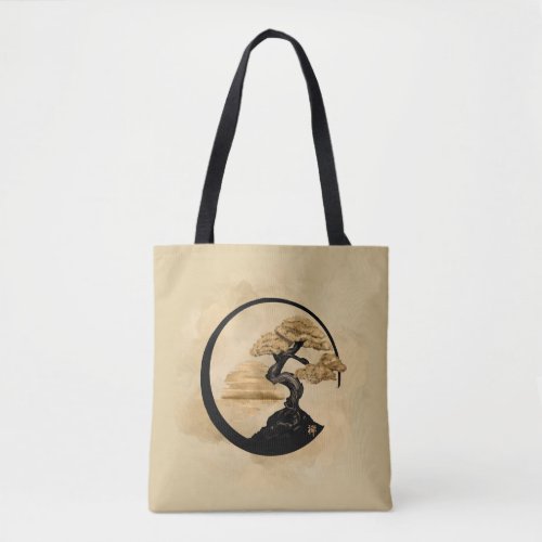 Enso Zen Circle Bonsai _ Golden Sunrise Tote Bag