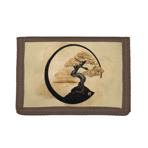 Enso Zen Circle Bonsai _ Golden Sunrise Trifold Wallet