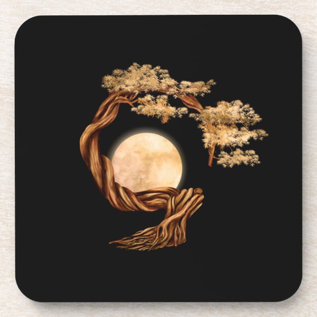 Enso Zen Circle Bonsai Tree Beverage Coaster (Front)